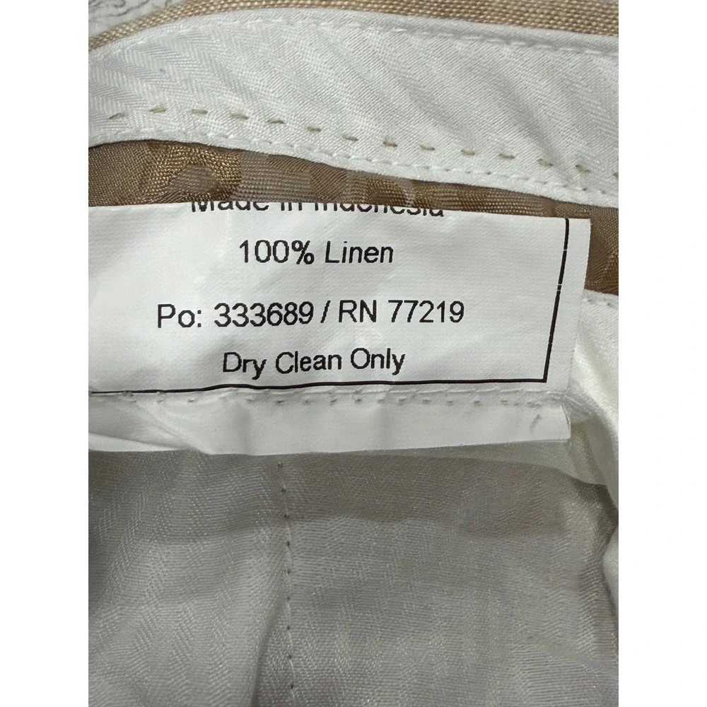 Joseph Abboud Beige Linen Chino Pants 34x31 Coastal Beach Summer Vacation Preppy